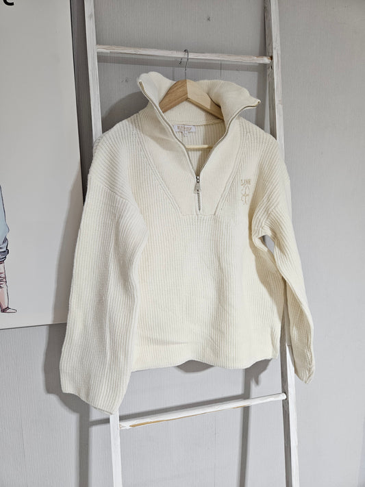 Pullover Zippe "Love" - offwhite