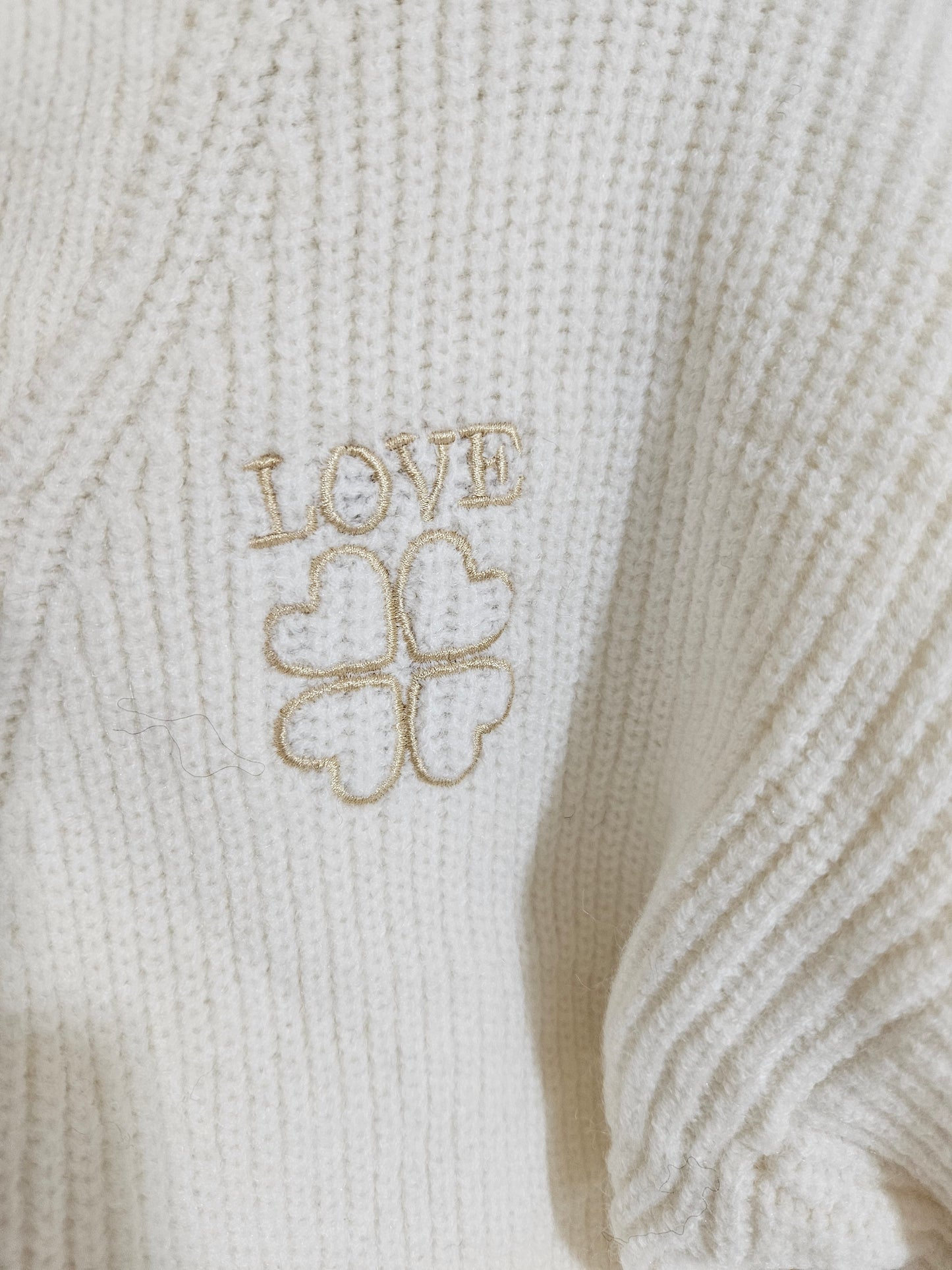 Pullover Zippe "Love" - offwhite