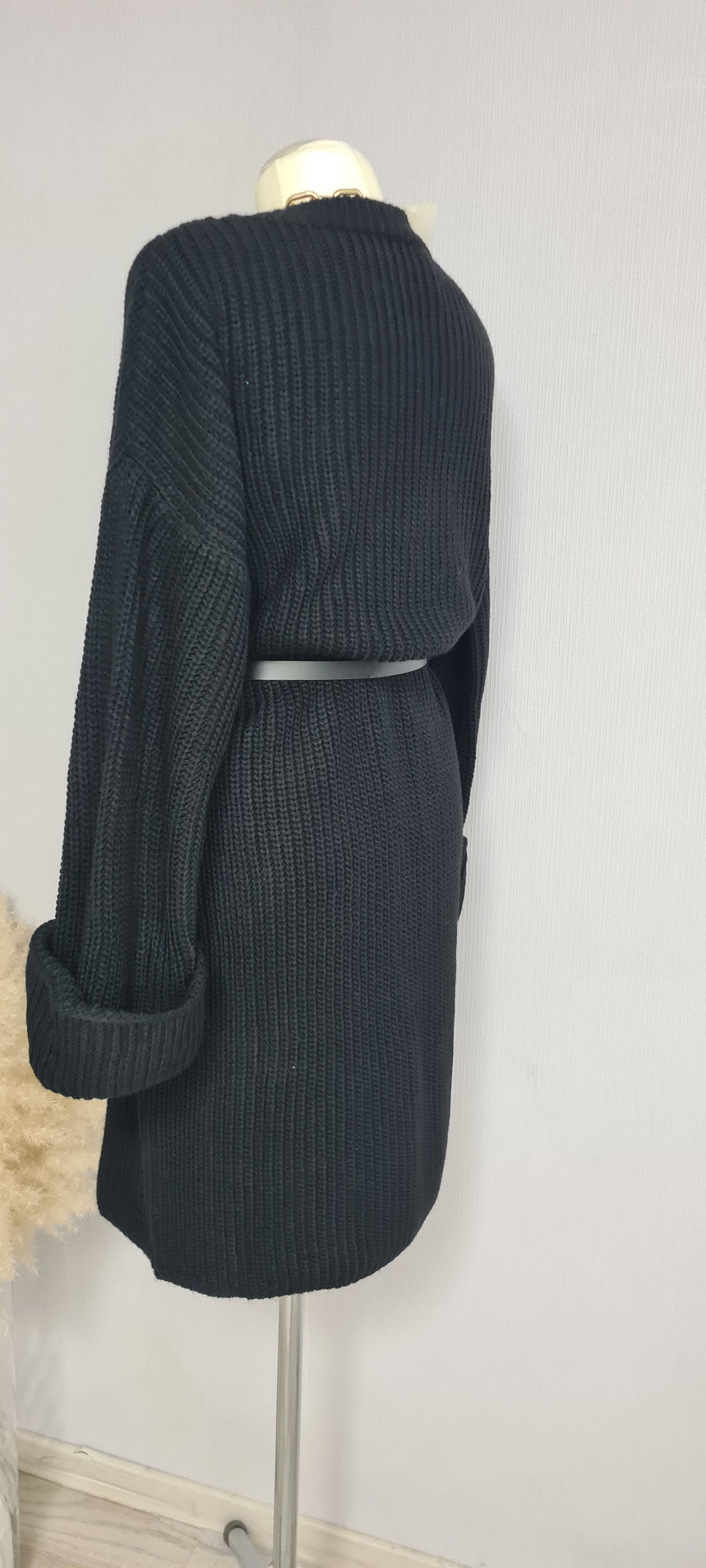 Oversize Pullover Kleid - schwarz