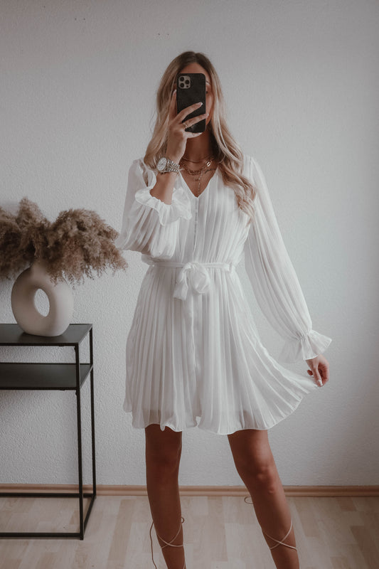 Plissees Kleid in weiß